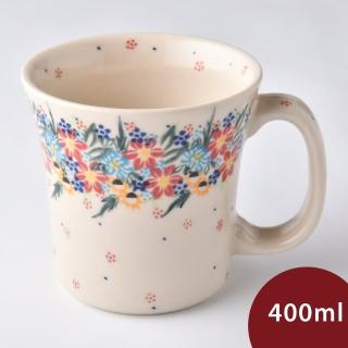 【美學生活 波蘭陶】波蘭陶 Vena 寬口馬克杯 水杯 茶杯 咖啡杯 400ml 波蘭手工製(桃花源系列)