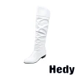 【Hedy】粗跟長靴/歐美純色時尚百搭粗跟長靴(白)