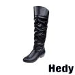 【Hedy】粗跟長靴/歐美純色時尚百搭粗跟長靴(黑)