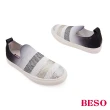 【A.S.O 阿瘦集團】BESO時尚休閒 野遊趣輕量漸層燙鑽飛織布休閒鞋(黑)