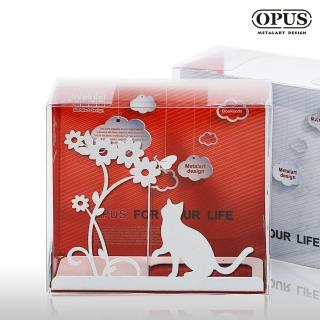 【OPUS 東齊金工】歐式鐵藝書擋/創意書架/金屬立書夾/書本收納架/桌上型(NE-ca02W 貓咪 優雅白)