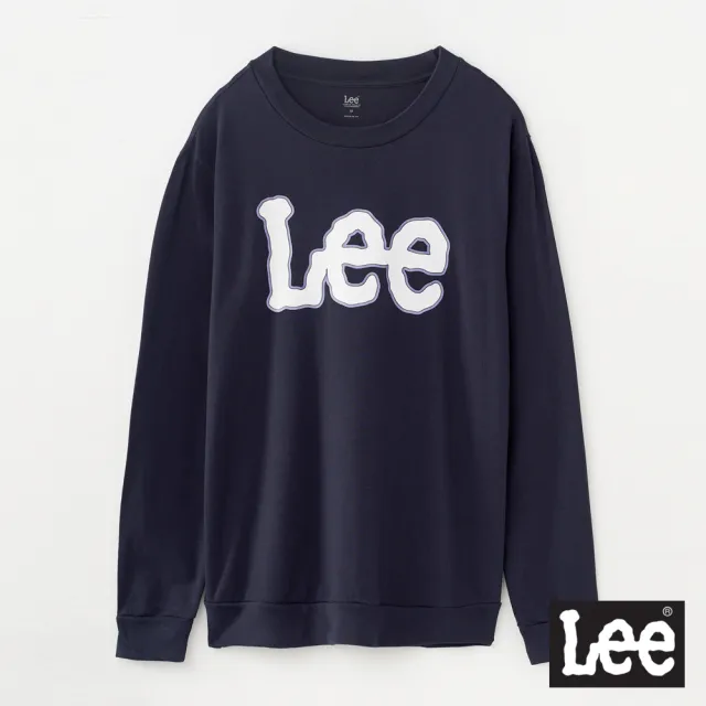 【Lee 官方旗艦】男裝 長袖厚T / 經典風格 大LOGO 深海藍 標準版型(LL20029266T)