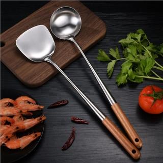 【PUSH!】廚房用品防燙不銹鋼鍋鏟炒菜鏟子大湯勺廚具套裝(D236-2)