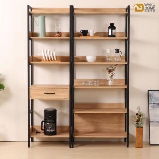 【WAKUHOME 瓦酷傢俱】格萊斯原切木工業風中抽展示架+收納展示架B001-701+702-B