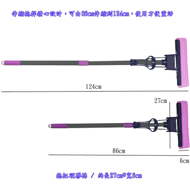 【月陽】台灣製造蜂巢式強吸水PVA膠棉拖把1+1拖把頭組(H610)
