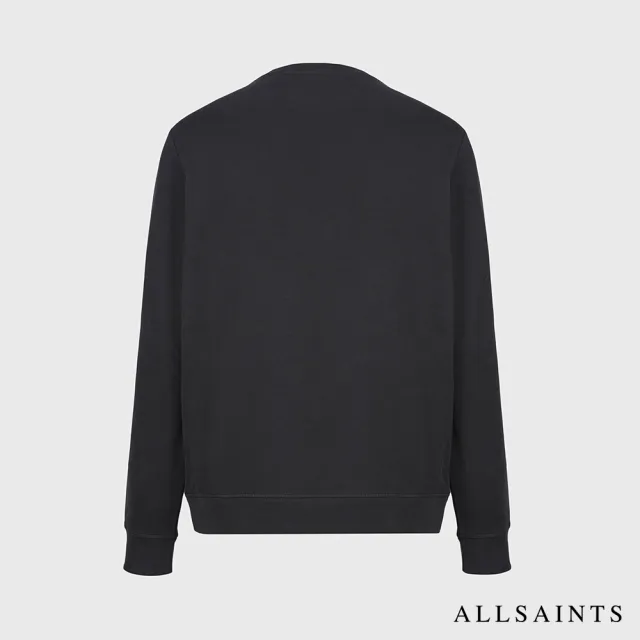 【ALLSAINTS】RAVEN 簡約經典素面公羊頭骨刺繡純棉長袖T恤-黑 MF048K