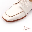 【A.S.O 阿瘦集團】effie網獨款-簡意時尚柔軟鏡面牛皮綁帶低跟鞋(米)
