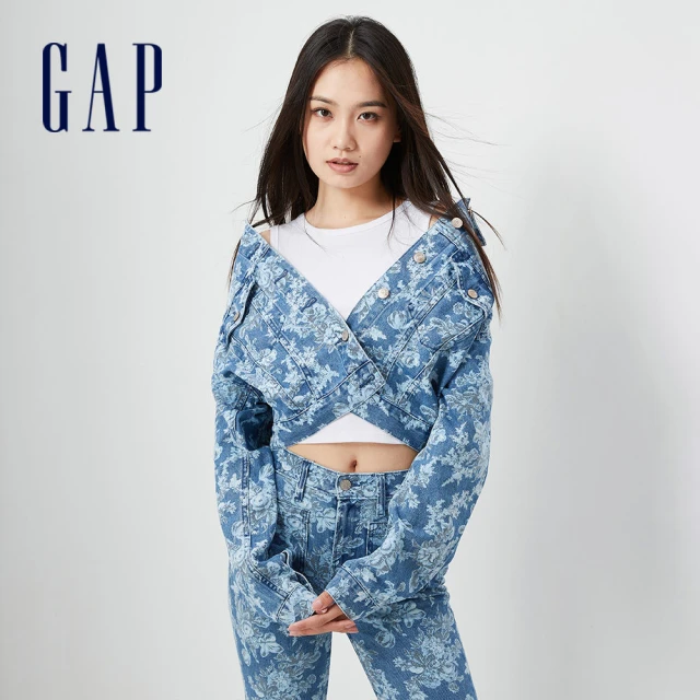 GAP 女裝 LogoV領針織外套-深灰色(714972)好