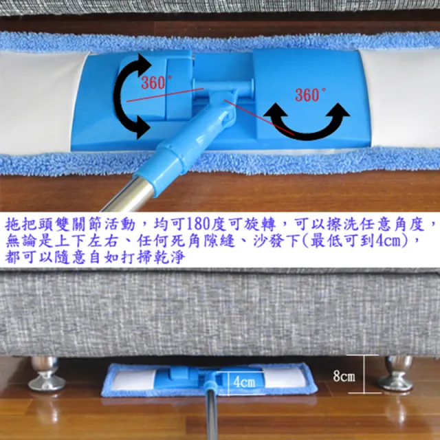 【月陽】超值2入加寬型超細珊瑚絨靜電除塵拖把平板拖把補充拖布(1018B2)