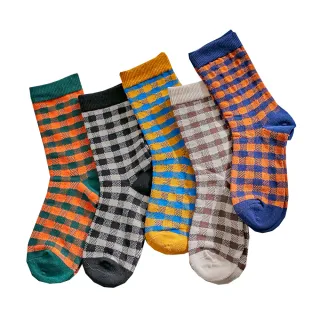 【Socks Form襪子瘋】5雙組-日系格紋學院風中筒襪