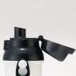 【小禮堂】哆啦A夢 日本製 直飲式水壺附背帶 塑膠水瓶 兒童水壺 隨身瓶 480ml 《黑白 初期》