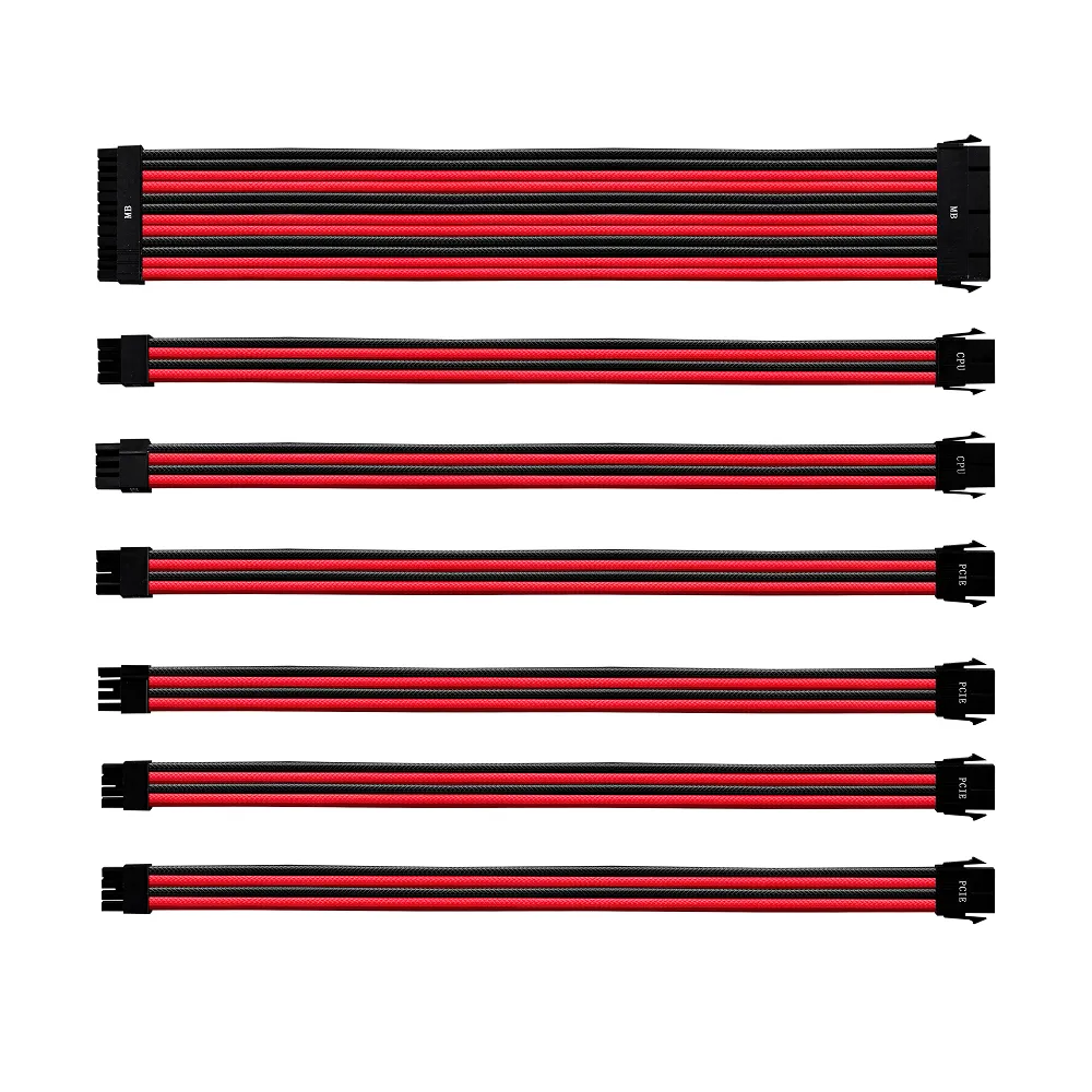 【CoolerMaster】Cooler Master 炫彩電源延長線材組 紅黑色(延長線)