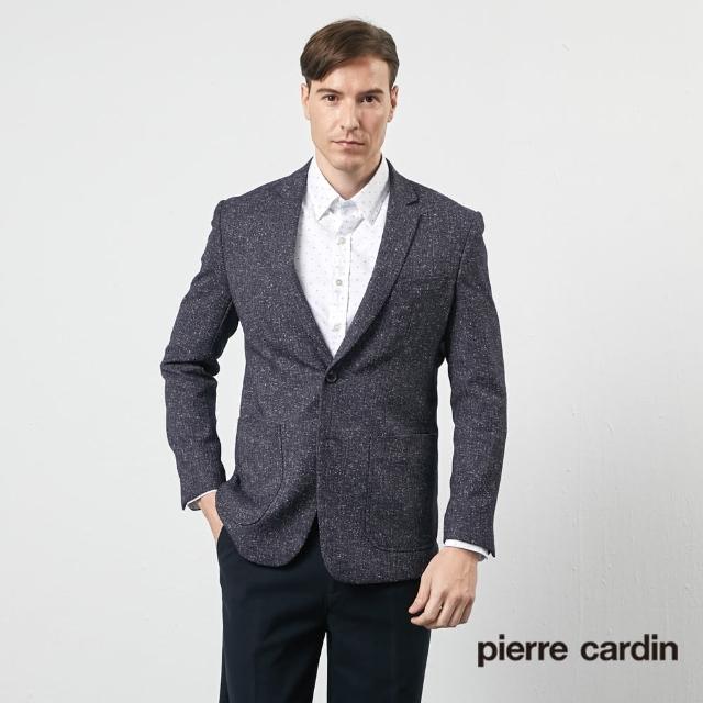 【pierre cardin 皮爾卡登】商務休閒 男款 時尚簡潔休閒西裝外套-深藍色(5205571-39)