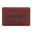 【Balenciaga 巴黎世家】經典品牌英文LOGO三折簡式短夾(深紅)