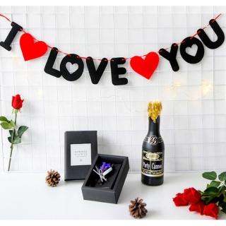 告白約會I love you不織布拉花掛旗1組(派對 送禮 告白氣球 告白派對)
