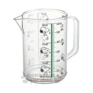 【小禮堂】SNOOPY 史努比 單耳透明塑膠量杯《綠.躺屋頂》600ml.烘焙用品
