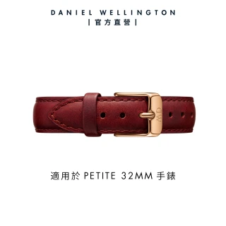 【Daniel Wellington】DW 錶帶 Petite Suffolk 14mm經典紅真皮錶帶-玫瑰金框(DW00200203)