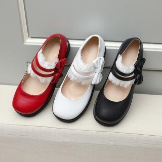 【Sp house】甜美精靈日系蝴蝶結圓頭平底淑女鞋(3色可選)