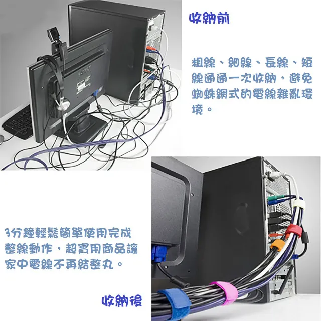 【月陽】超值100入色彩繽紛萬能束線魔術理線帶(172100)