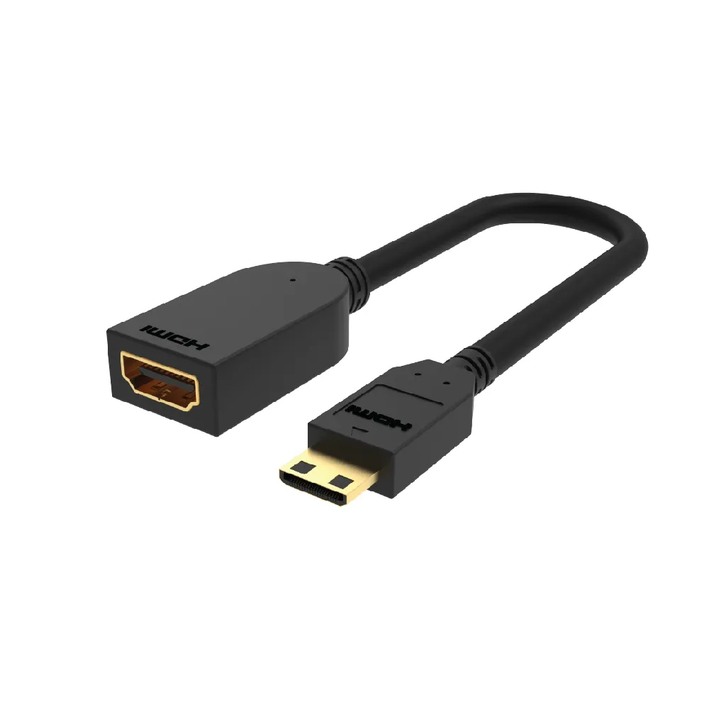 【POLYWELL】Mini HDMI轉HDMI 轉接線 公對母 4K30Hz(支援4K數位攝影DV單眼相機DSLR轉接大螢幕)