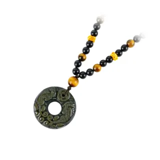 【雨揚】38女王節 金曜石雙貔貅富貴平安扣項鍊