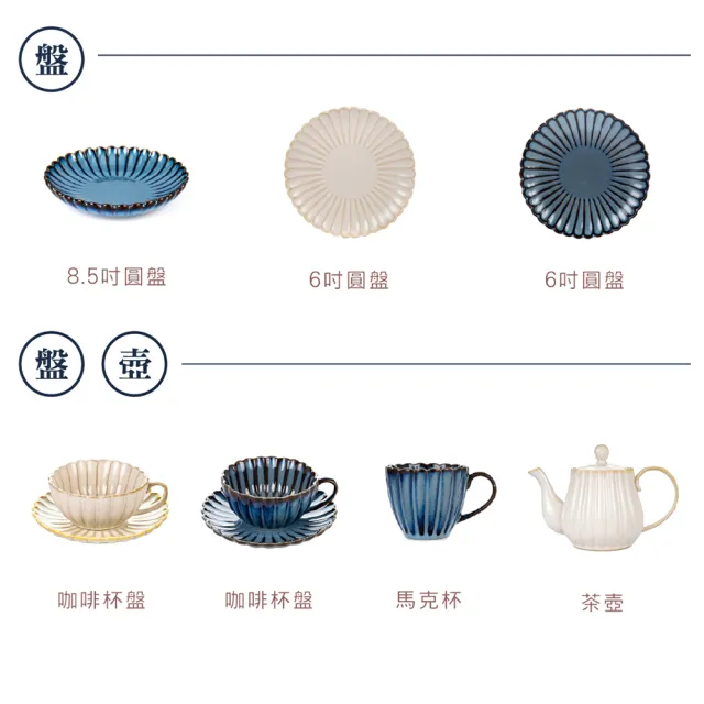 【Royal Duke】窯變釉菊型系列/窯變藍8吋菊花圓盤(飯碗 麵碗 湯盤 點心盤)