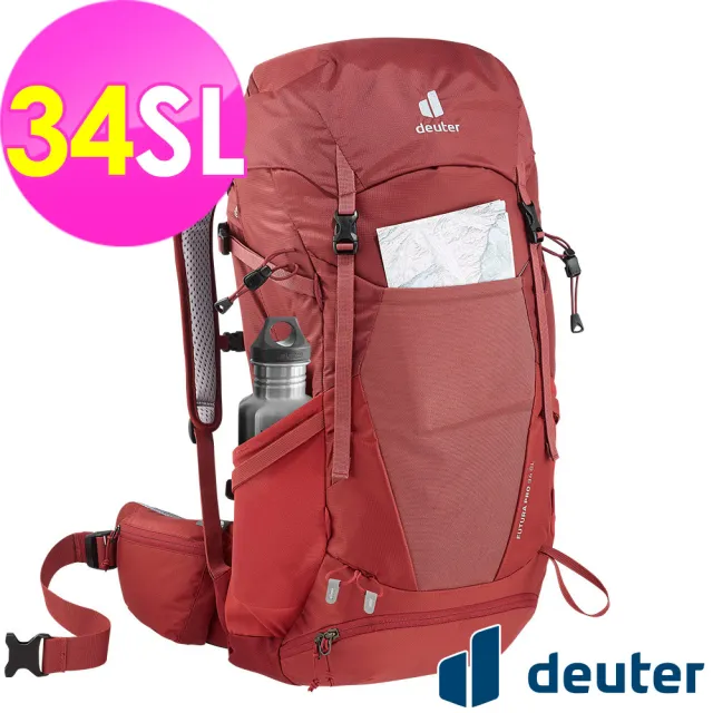 【deuter】FUTURA PRO 34SL 透氣網架背包(3401021岩漿紅/戶外露營/休閒健行/自助旅行/登山包)