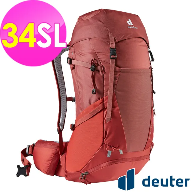 【deuter】FUTURA PRO 34SL 透氣網架背包(3401021岩漿紅/戶外露營/休閒健行/自助旅行/登山包)