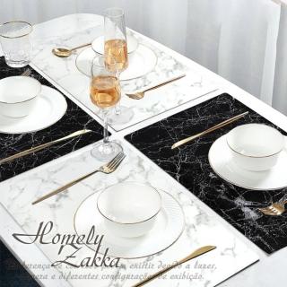 【Homely Zakka】北歐簡約ins風大理石紋皮革餐墊/防燙隔熱墊/桌墊(2色任選)