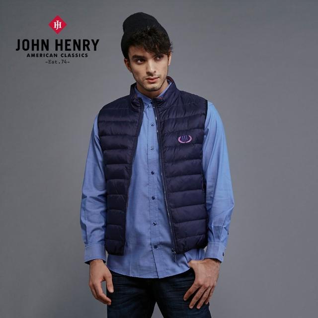 【JOHN HENRY】雙面兩穿立領羽絨背心-藍