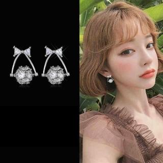 【HaNA 梨花】韓國蝴蝶結鞦韆．鑽球耳環