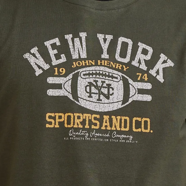 【JOHN HENRY】純棉經典橄欖球運動風短袖T恤-綠