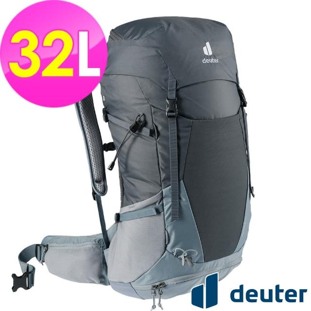 【deuter】FUTURA 32L透氣網架背包(3400821黑/水藍/戶外露營/休閒健行/自助旅行/登山包)