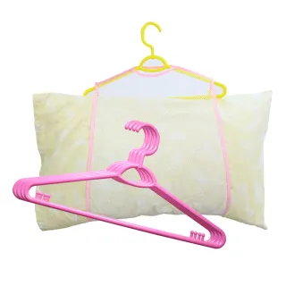 【HIKOYA 和彥家】包覆式枕頭曬衣網曬架組-加大型4+4入組(枕頭、絨毛玩具、抱枕、晾曬除臭、衣架) 