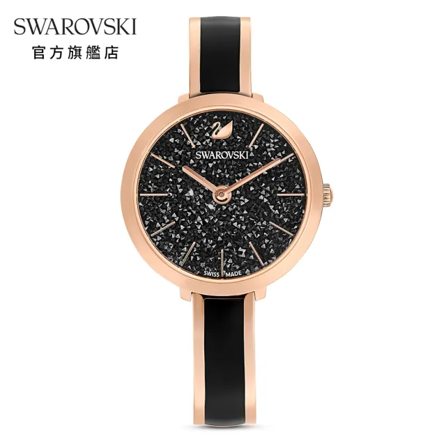 【SWAROVSKI 官方直營】CRYSTALLINE DELIGHT 玫金色亮澤黑璀璨腕錶 交換禮物