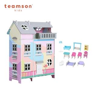 【Teamson】奇境日光室木製豪華芭比娃娃屋(附11家具配件)