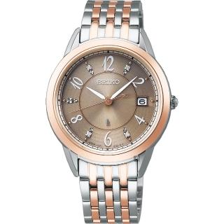 【SEIKO 精工】LUKIA真鑽太陽能女錶-可可色/33.9mm 母親節 禮物 送禮(SUT402J1/V147-0CR0Q)