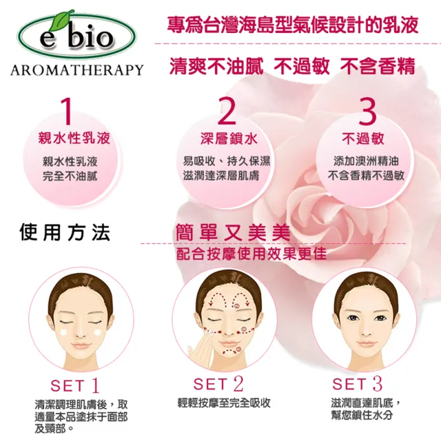【ebio 伊比歐】浪漫玫瑰複方精油保溼乳液-臉&身體(200ml)