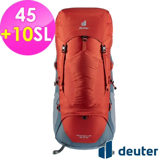 【deuter】AIRCONTACT LITE 45+10SL拔熱式透氣背包(3340421辣椒紅藍/長途登山包/自助背包客/休閒旅遊包)