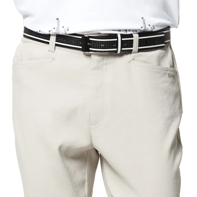 【Lynx Golf】男款日本進口布料基本版彈性舒適平口休閒長褲(卡其色)