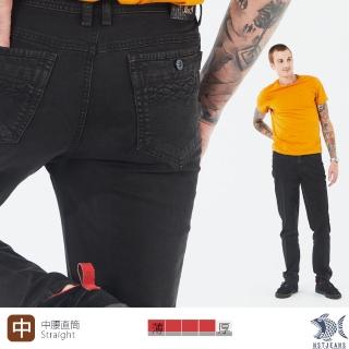 【NST JEANS】立體菱格 拷克包邊黑咖啡牛仔男褲-中腰直筒(390-5917)