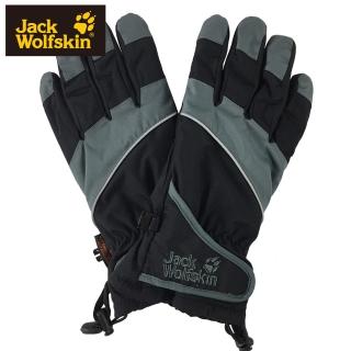 【Jack wolfskin 飛狼】撞色防水透氣觸控保暖手套(黑)