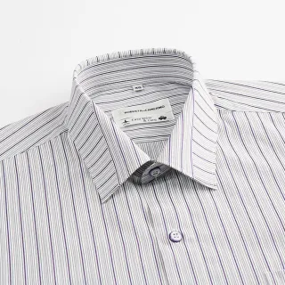 【ROBERTA諾貝達】男裝 紫色長袖襯衫-繽紛條紋(台灣製 易洗好整理)