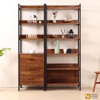 【WAKUHOME 瓦酷傢俱】格萊斯積層木工業風三抽展示架+收納展示架B001-701+703-A