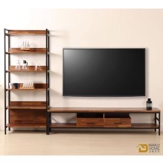 【WAKUHOME 瓦酷傢俱】格萊斯積層木工業風收納展示架+7尺電視櫃B001-701+708-A