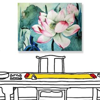 【24mama 掛畫】單聯式 油畫布 花朵 蓮花 無框畫-40x30cm(蓮花)