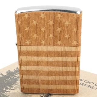 【Zippo】美系~WOODCHUCK-櫻桃木貼片打火機-買一顆！種一棵樹