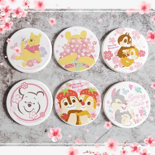 【收納王妃】迪士尼Disney 櫻花季 硬式珪藻土 杯墊 吸水 珪藻土 2入/組(尺寸:10x10x0.9cm)