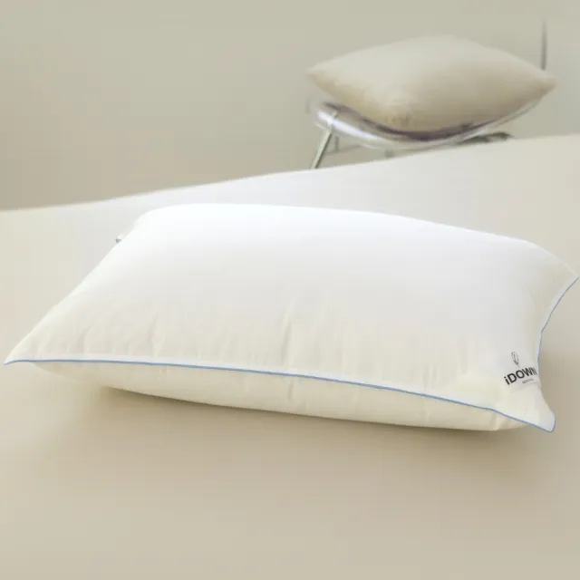 【iDOWN BEDDING】滾邊舒眠羽絨枕 1 入組(睡感不要太軟、不要太硬 - 軟硬適中)