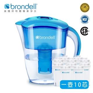 【Brondell】極淨藍濾水壺+10入芯(共1壺10芯)